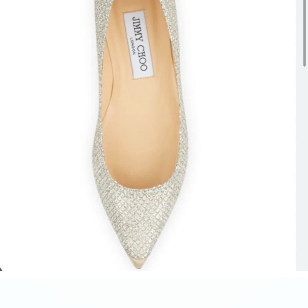Jimmy Choo Sparkling Silver Alina Flats - Picture 7 of 8